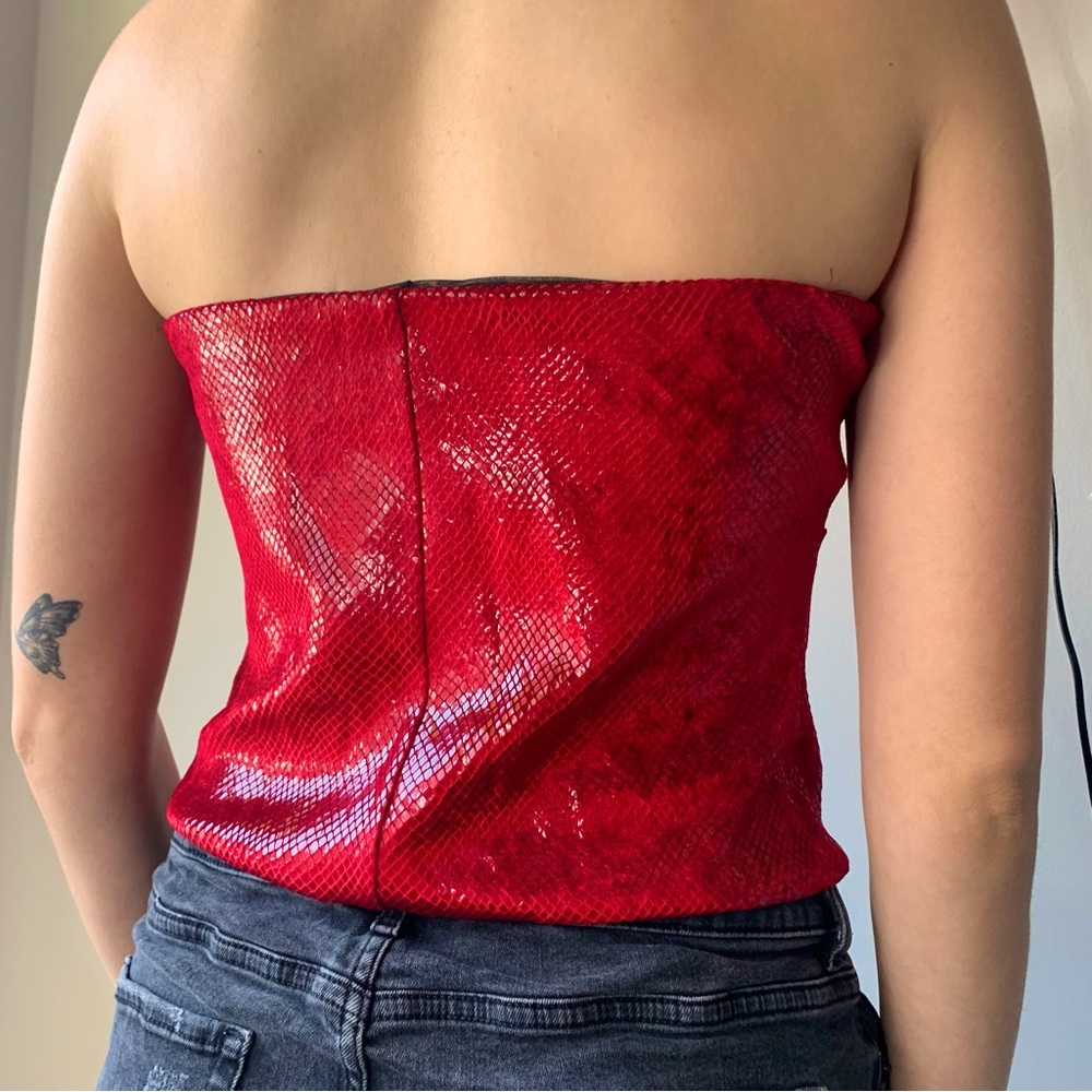 Karen Millen Red Snakeskin Tube Top - Picture 3 of 3
